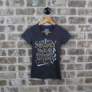 Harry Potter I Solemnly Swear Dark Heather Gray V Neck Short Sleeve Womens XS